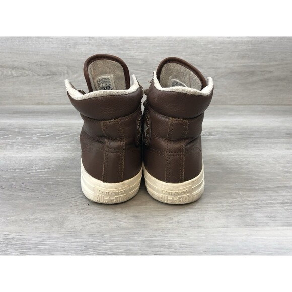 Converse Chuck Taylor All Star Womens Sneaker Boot 8 Brown Leather CHigh Shoes - Picture 3 of 9